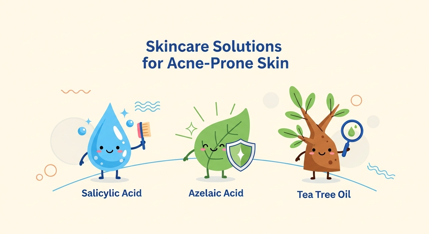 Kandungan Andalan untuk Kulit Berjerawat : Salicylic Acid , Azelaic Acid & Tea Tree Oil