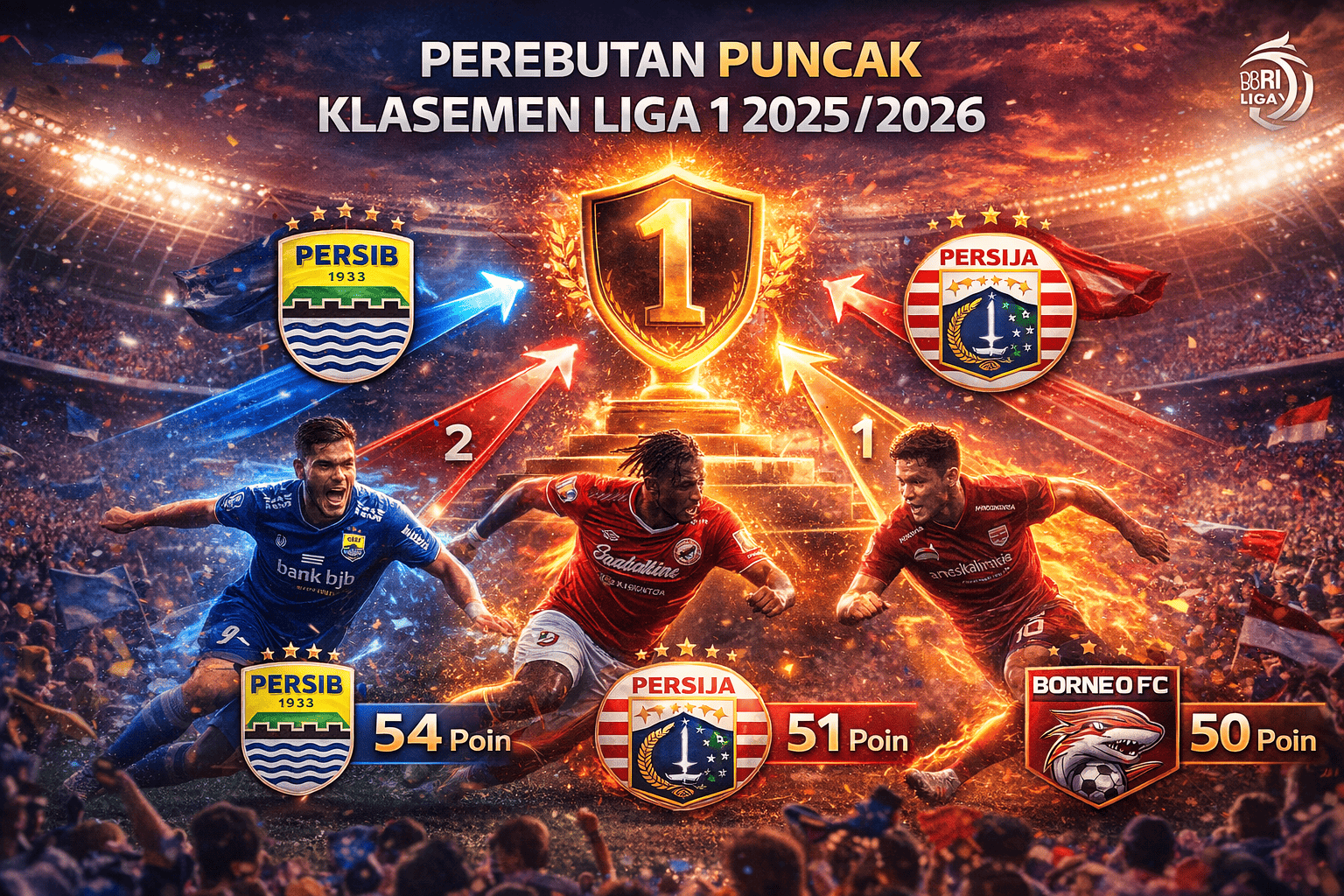 Persib Bandung Kokoh di Puncak, Persija dan Borneo FC Terus Membayangi