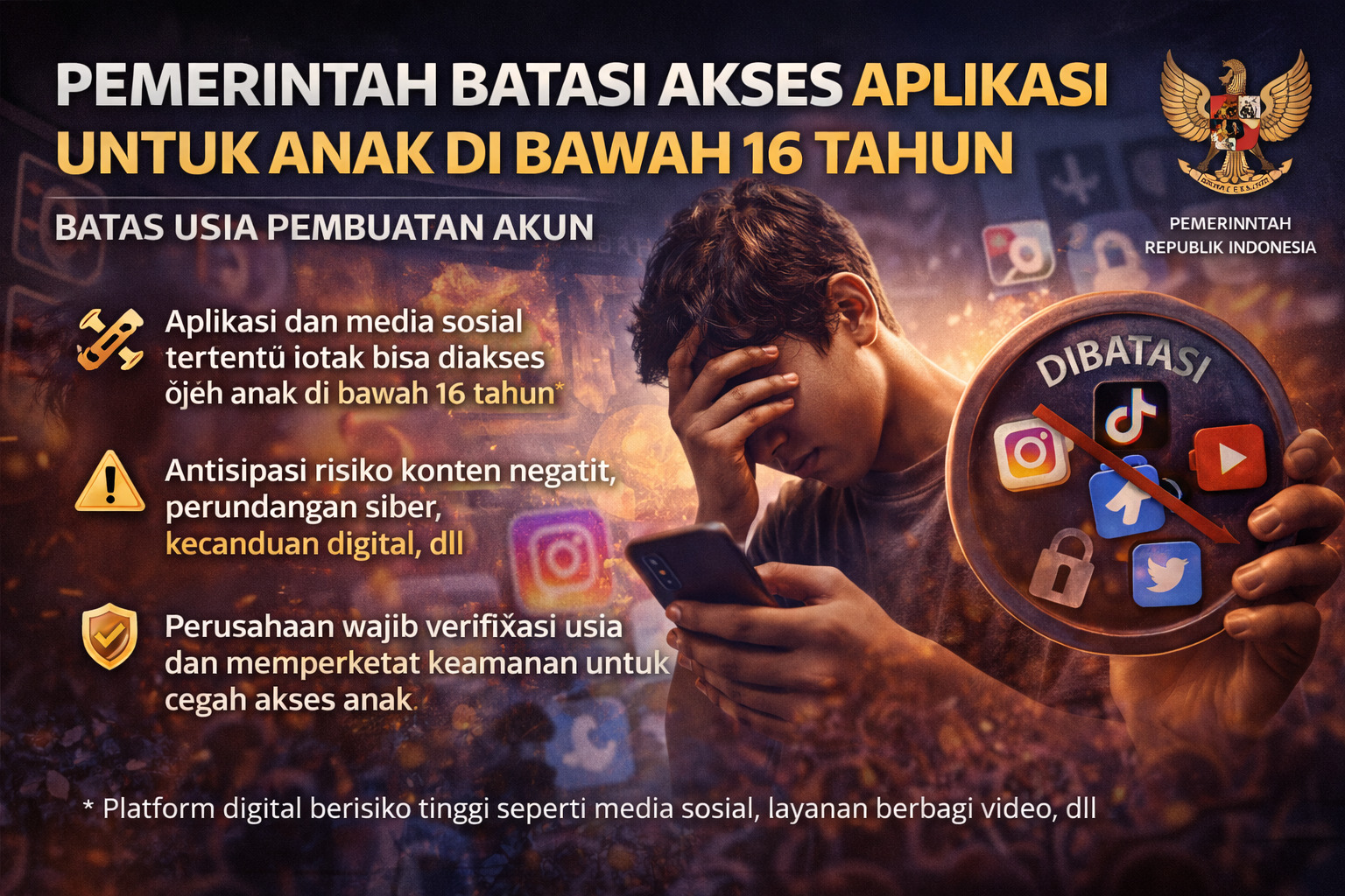 Pemerintah Batasi Akses Aplikasi untuk Anak di Bawah 16 Tahun