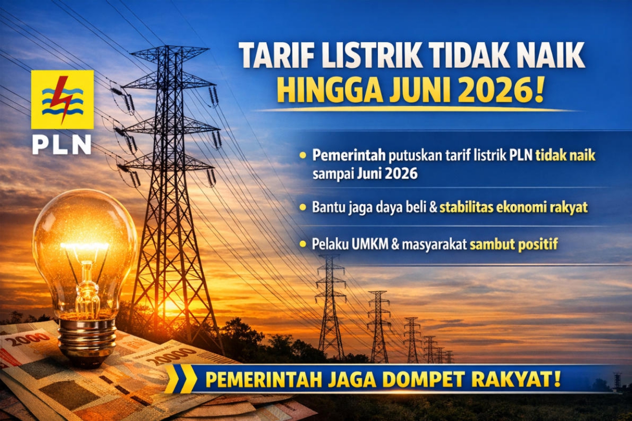 Tarif Listrik Tidak Naik Hingga Juni 2026, Pemerintah Jaga Daya Beli Masyarakat