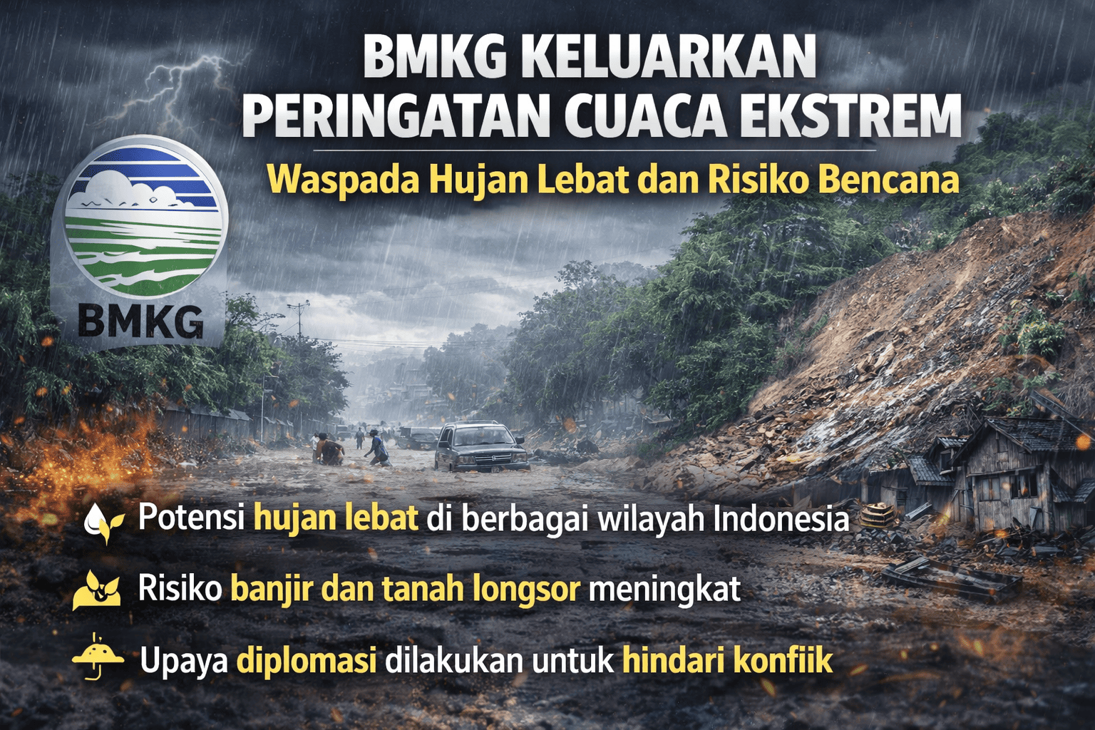 BMKG Keluarkan Peringatan Cuaca Ekstrem, Waspada Hujan Lebat dan Risiko Bencana