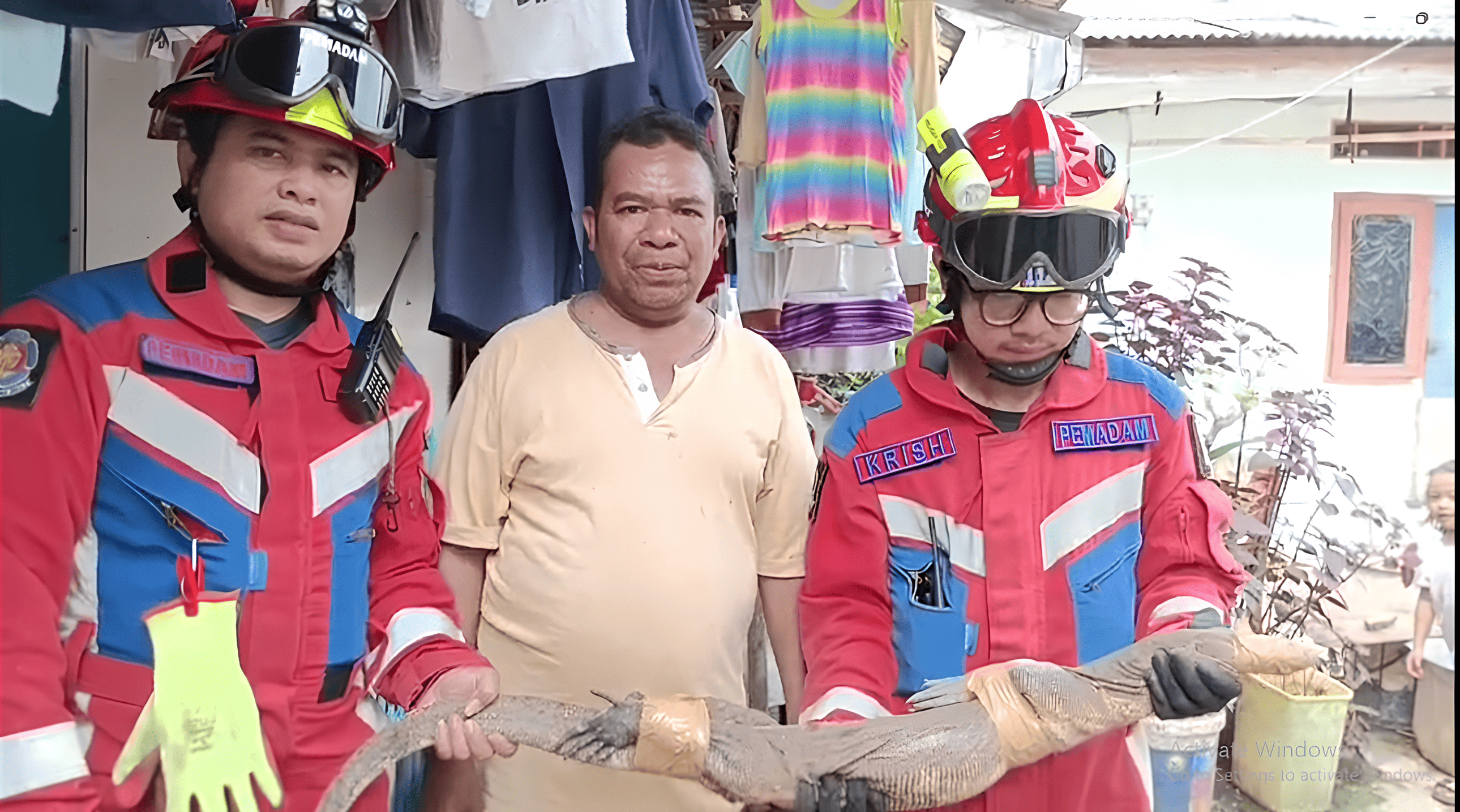 Heboh Biawak Besar Masuk Permukiman Warga di Cipayung, Damkar Jakarta Timur Lakukan Evakuasi Cepat dan Aman