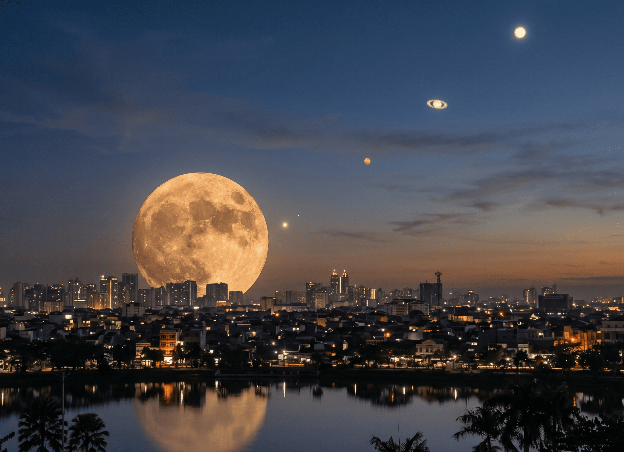 Simfoni Cakrawala Pasca Meteor : Mengamati Barisan Planet dan Fase Purnama 'Flower Moon' di Langit Indonesia
