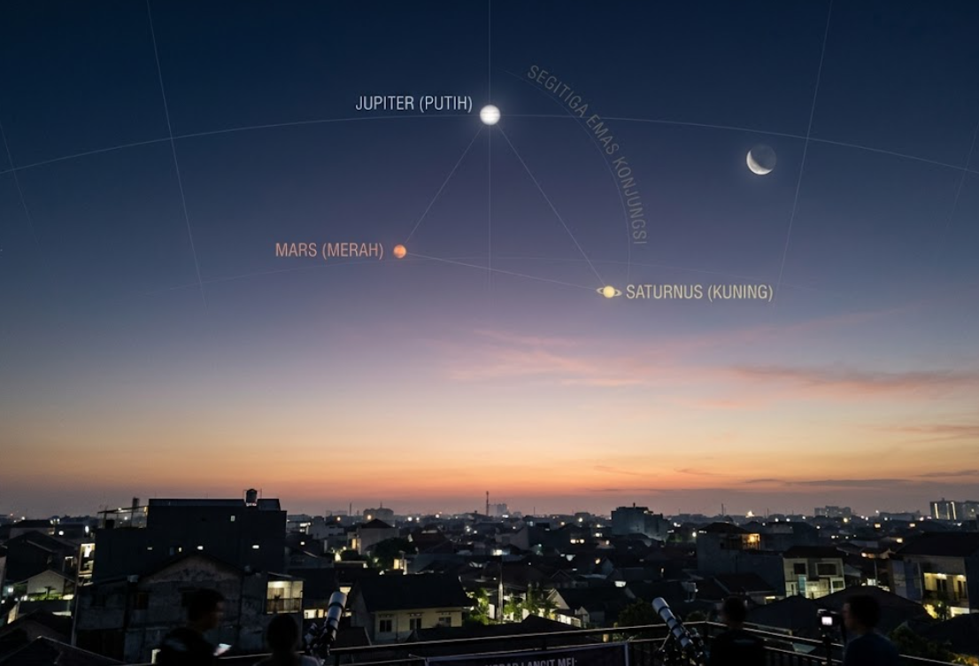 Sinkronisasi Orbit Mei 2026 Menyaksikan Pertemuan Segitiga Emas Mars Saturnus dan Jupiter di Cakrawala Timur