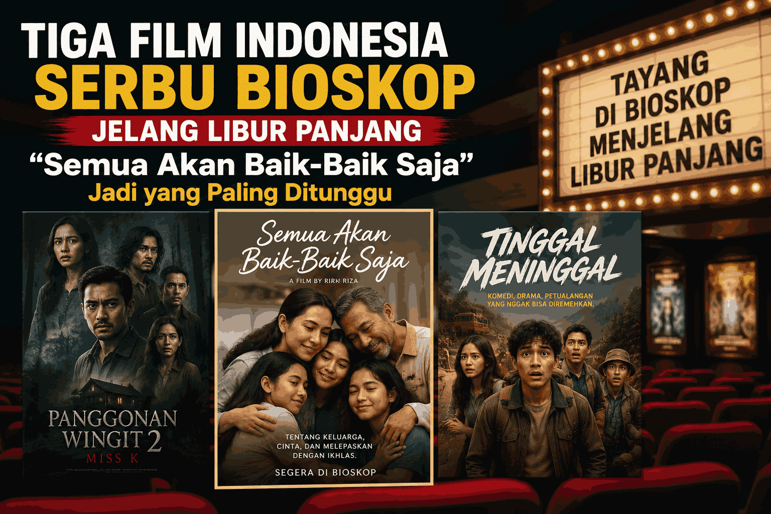 Tiga Film Indonesia Serbu Bioskop Jelang Libur Panjang, "Semua Akan Baik-Baik Saja" Jadi yang Paling Ditunggu