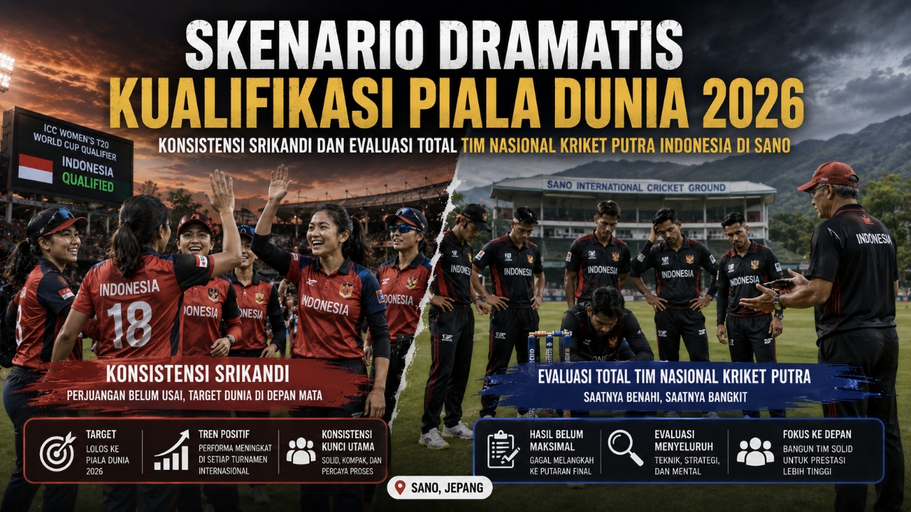 Skenario Dramatis Kualifikasi Piala Dunia Dua Puluh Dua Puluh 2026 Konsistensi Srikandi dan Evaluasi Total Tim Nasional Kriket Putra Indonesia di Sano