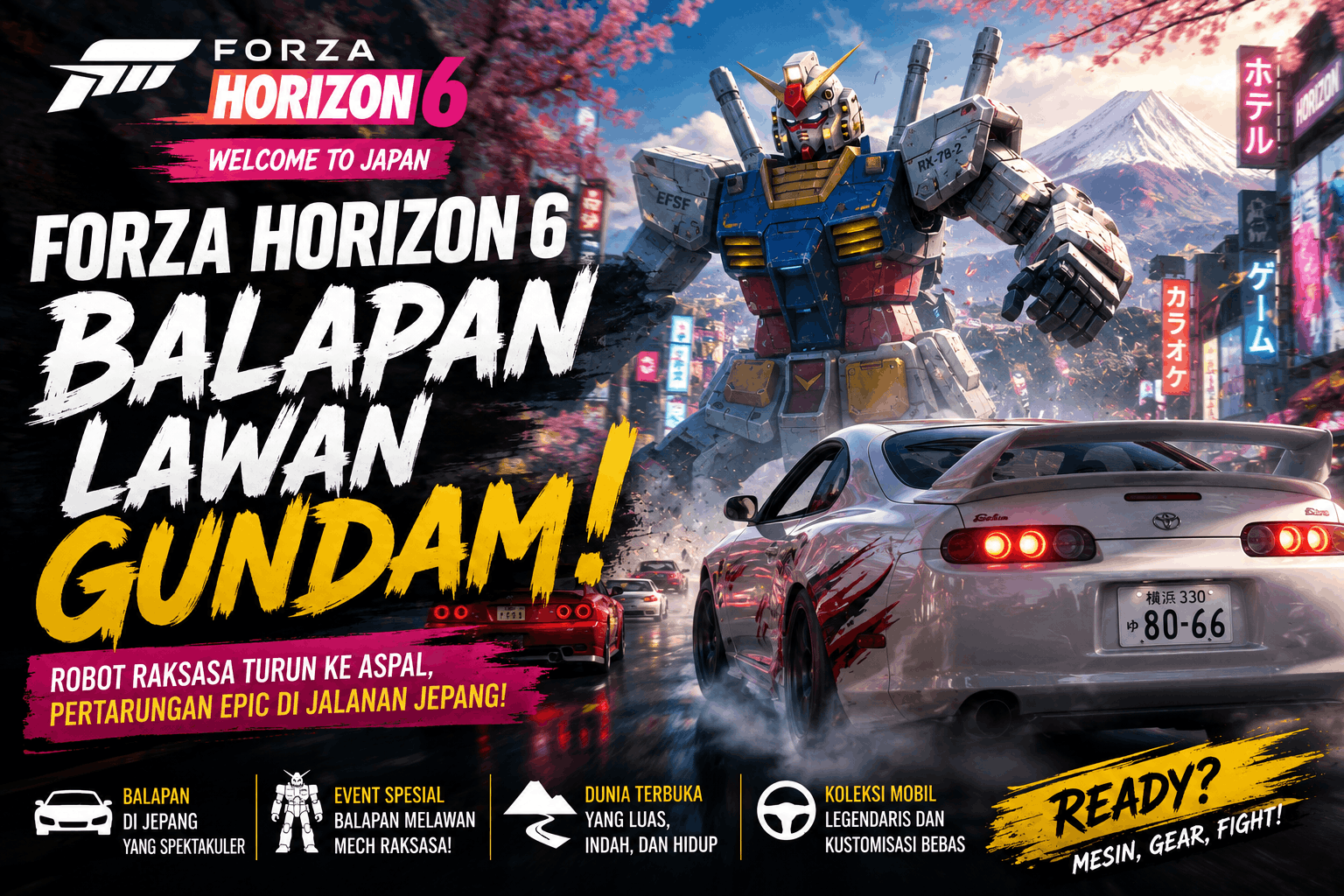 Forza Horizon 6 Bikin Heboh, Balapan Lawan Gundam Jadi Pembicaraan Gamer Dunia