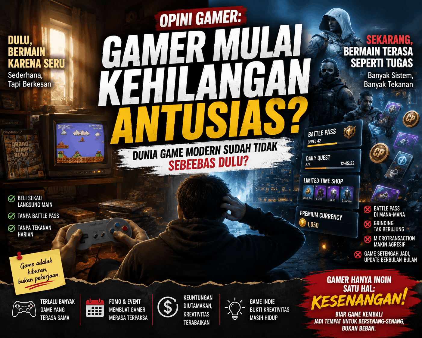 Gamer Mulai Kehilangan Antusias? Banyak Pemain Merasa Dunia Game Modern Sudah Tidak Sebebas Dulu