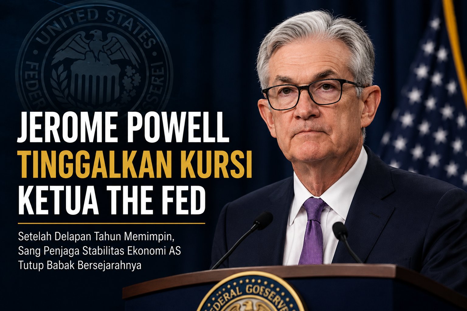 Jerome Powell Tinggalkan Kursi Ketua The Fed