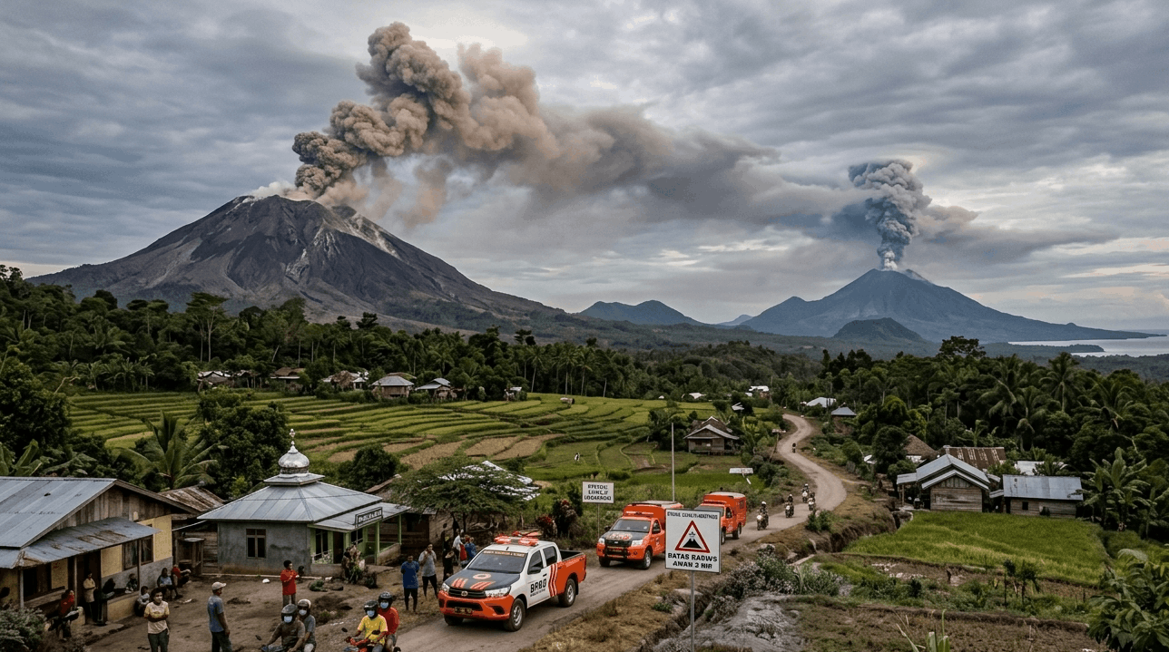 Dua Gunung Api di Maluku Utara Erupsi Bersamaan, Masyarakat Diminta Waspada