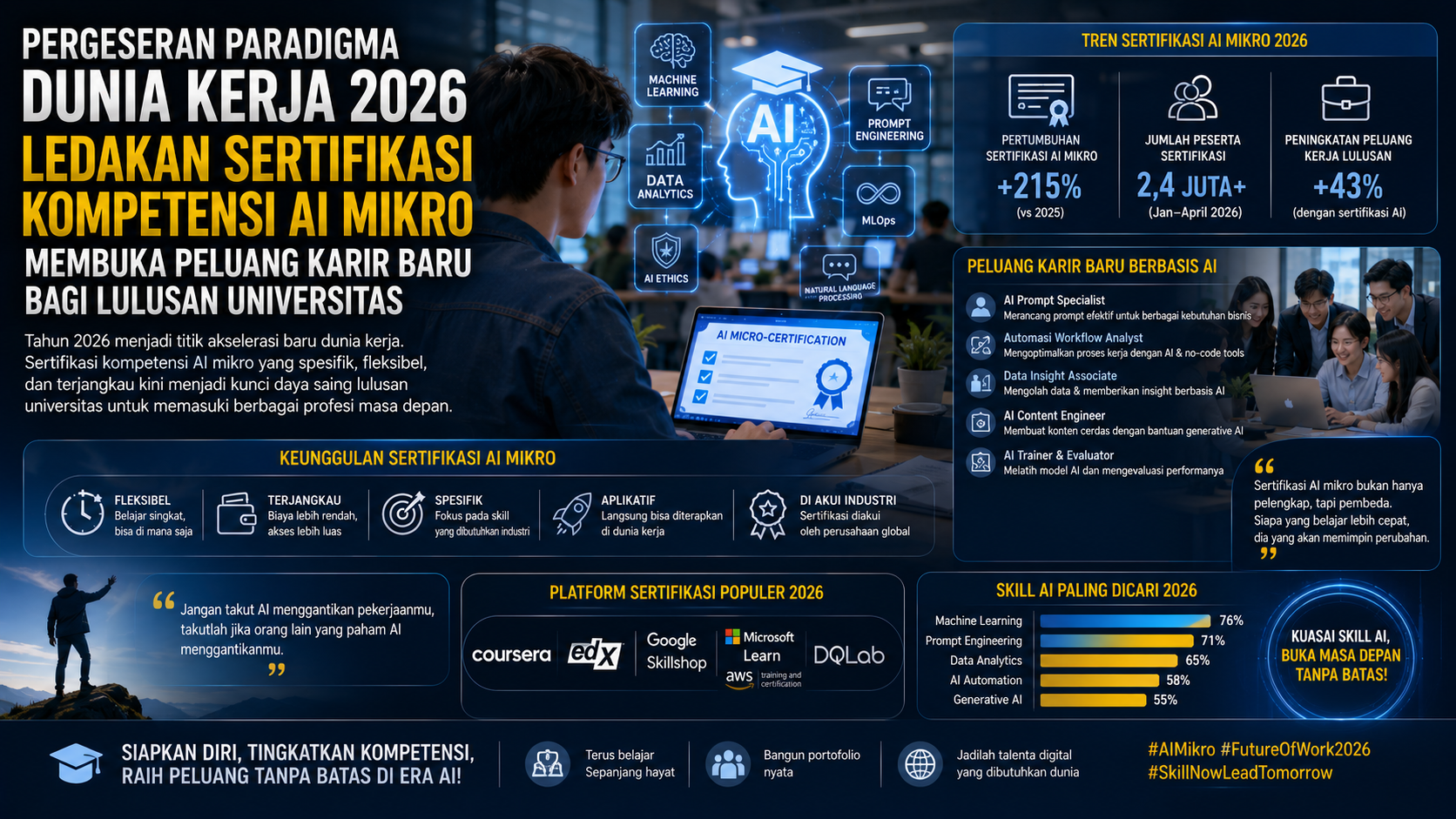 Pergeseran Paradigma Dunia Kerja 2026 Ledakan Sertifikasi Kompetensi AI Mikro Membuka Peluang Karir Baru bagi Lulusan Universitas