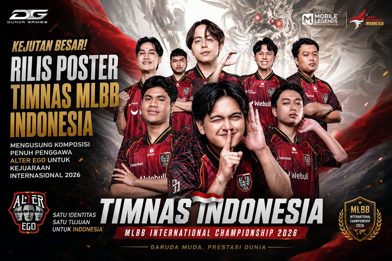 Kejutan Besar Rilis Poster Timnas MLBB Indonesia Mengusung Komposisi Penuh Penggawa Alter Ego untuk Kejuaraan Internasional 2026
