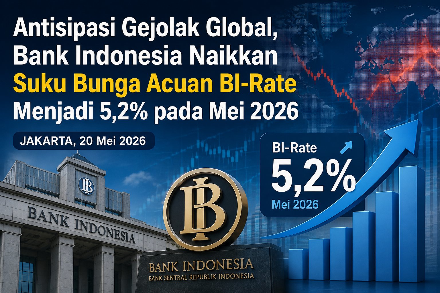 Antisipasi Gejolak Global, Bank Indonesia Naikkan Suku Bunga Acuan BI-Rate Menjadi 5,2% pada Mei 2026
