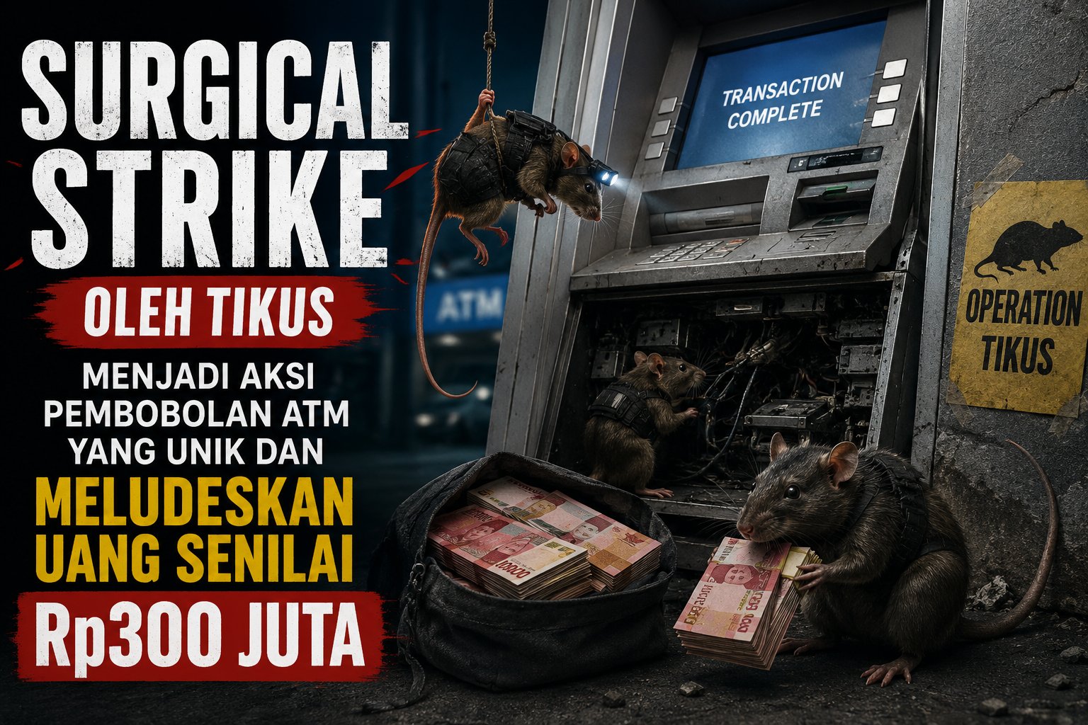 Surgical Strike oleh Tikus Menjadi Aksi Pembobolan ATM yang Unik dan Meludeskan Uang Senilai Rp300 Juta