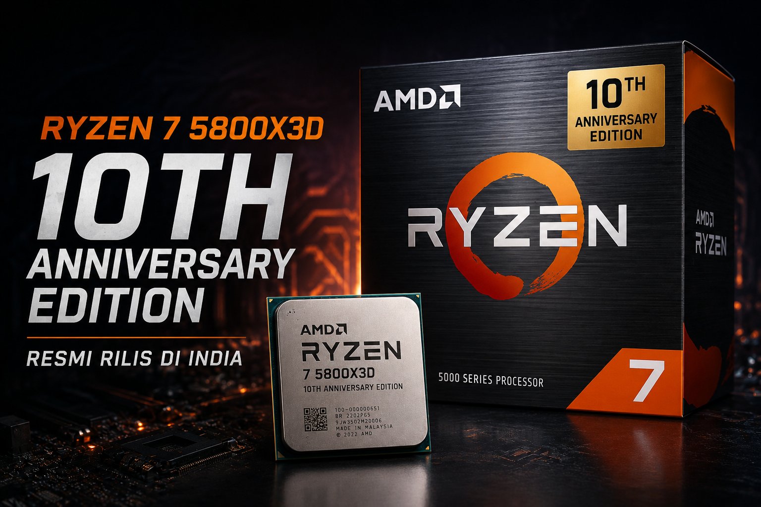 Prosesor Gaming Populer Ryzen 7 5800X3D 10th Anniversary Edition Resmi Rilis di India