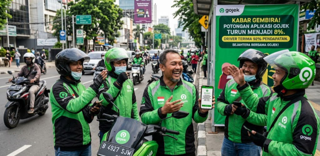 Kabar Gembira! Potongan Aplikasi Gojek Resmi Turun Jadi 8%, Driver Kini Kantongi Pendapatan 92% Per Perjalanan