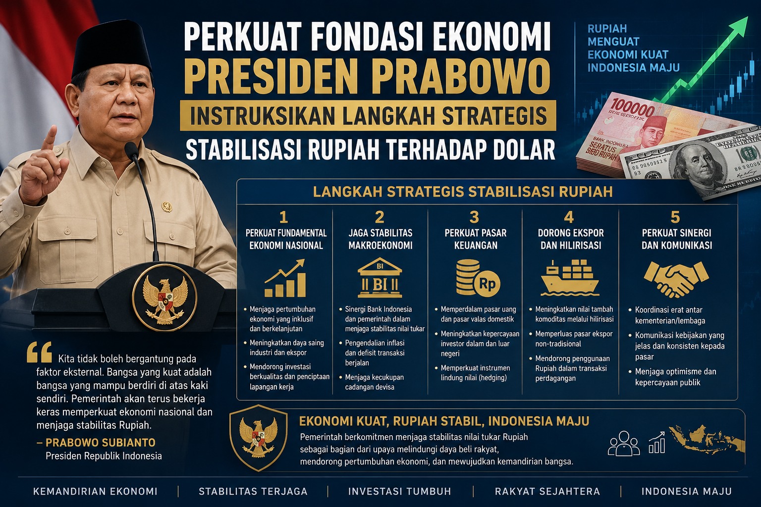 Perkuat Fondasi Ekonomi Presiden Prabowo Instruksikan Langkah Strategis Stabilisasi Rupiah Terhadap Dolar
