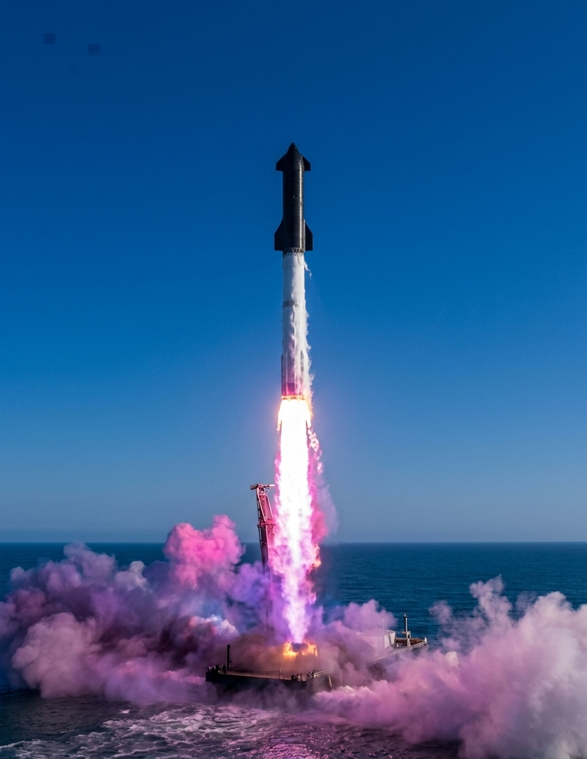 Cetak Sejarah Baru, Roket Terkuat SpaceX Sukses Uji Terbang hingga Keluarkan Api Pink