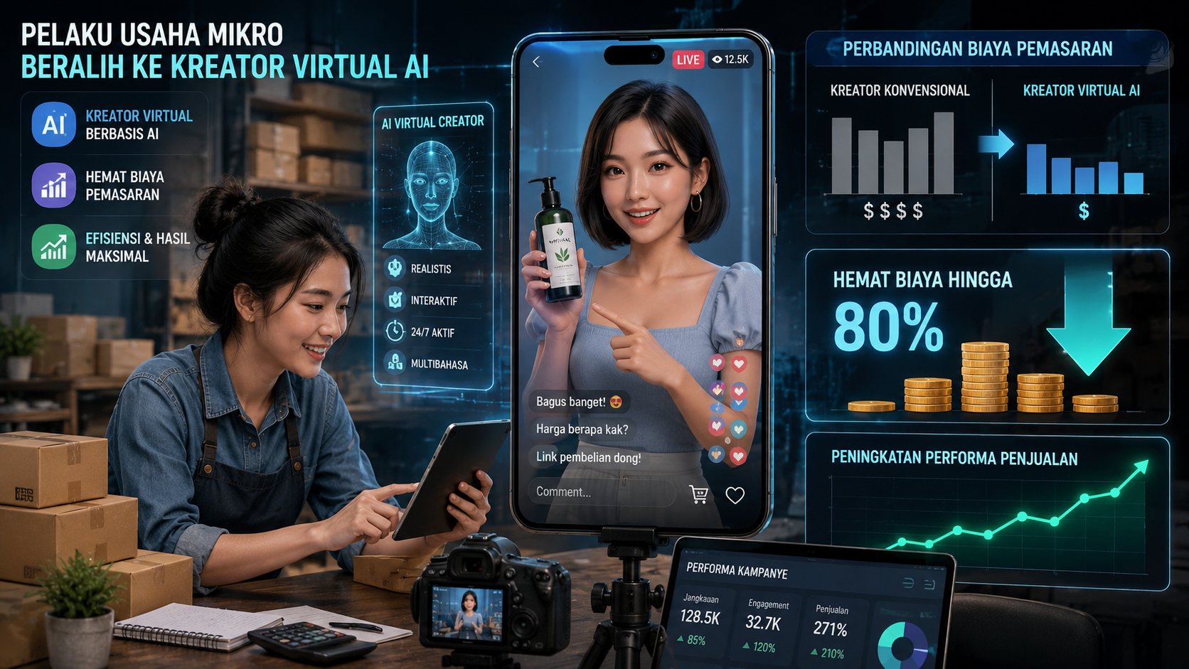 Lonjakan Minat Pelaku Usaha Mikro Beralih Menggunakan Jasa Kreator Konten Virtual Berbasis Kecerdasan Buatan Guna Memotong Biaya Pemasaran Digital