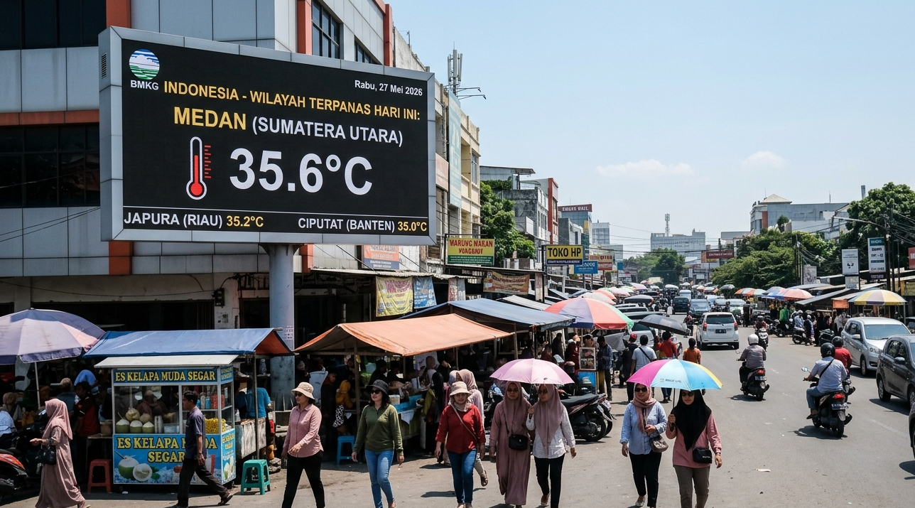 Medan hingga Ciputat Membara BMKG Rilis 20 Wilayah Terpanas di Indonesia Hari Ini