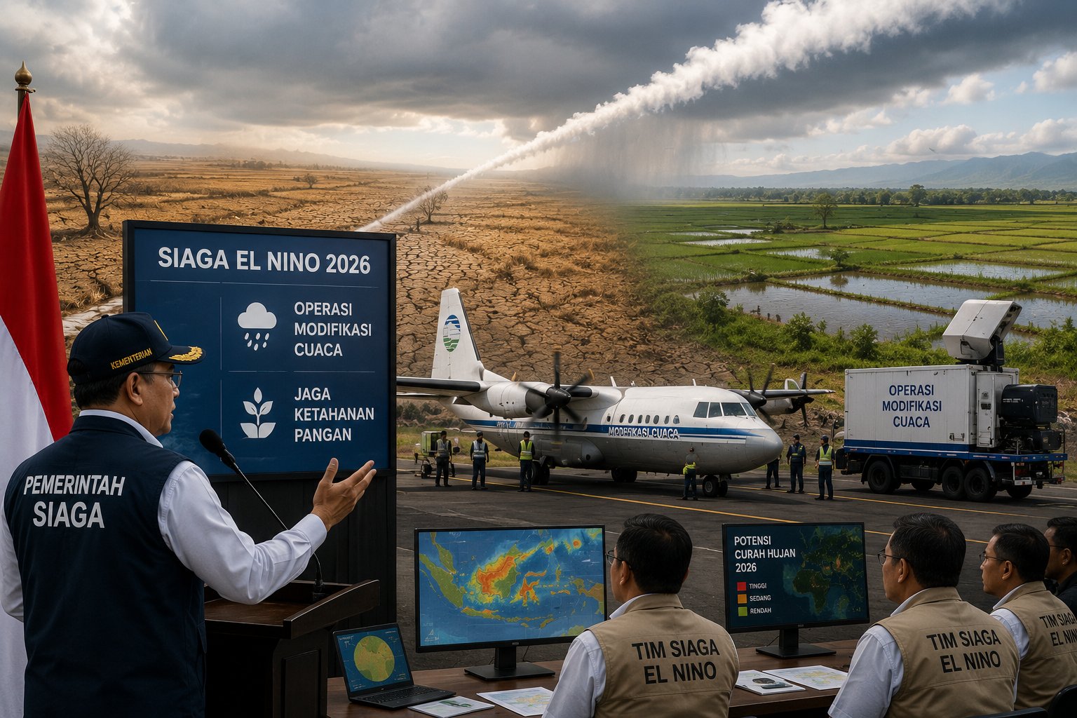 Pemerintah Siaga Hadapi El Nino 2026, Operasi Modifikasi Cuaca Digencarkan untuk Jaga Ketahanan Pangan