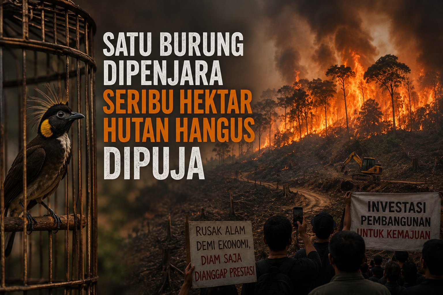 Satu Burung Dipenjara Seribu Hektar Hutan Hangus Dipuja