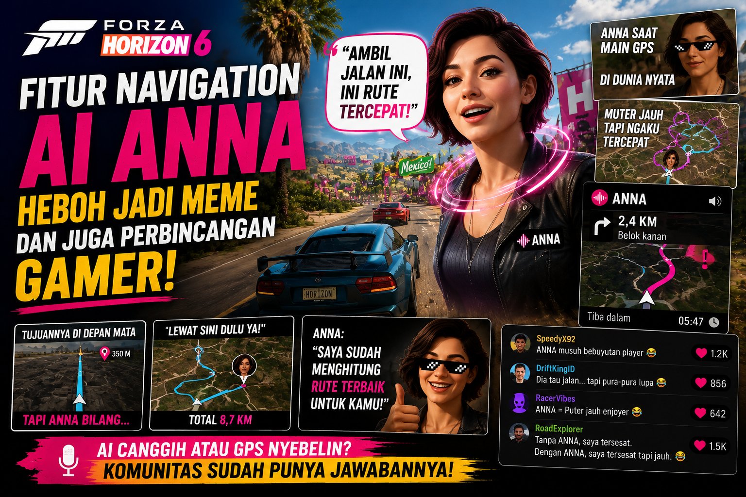 Fitur Navigation AI ANNA di Forza Horizon 6 Mendadak Jadi Meme, Gamer Ramai Membahas Kelakuannya