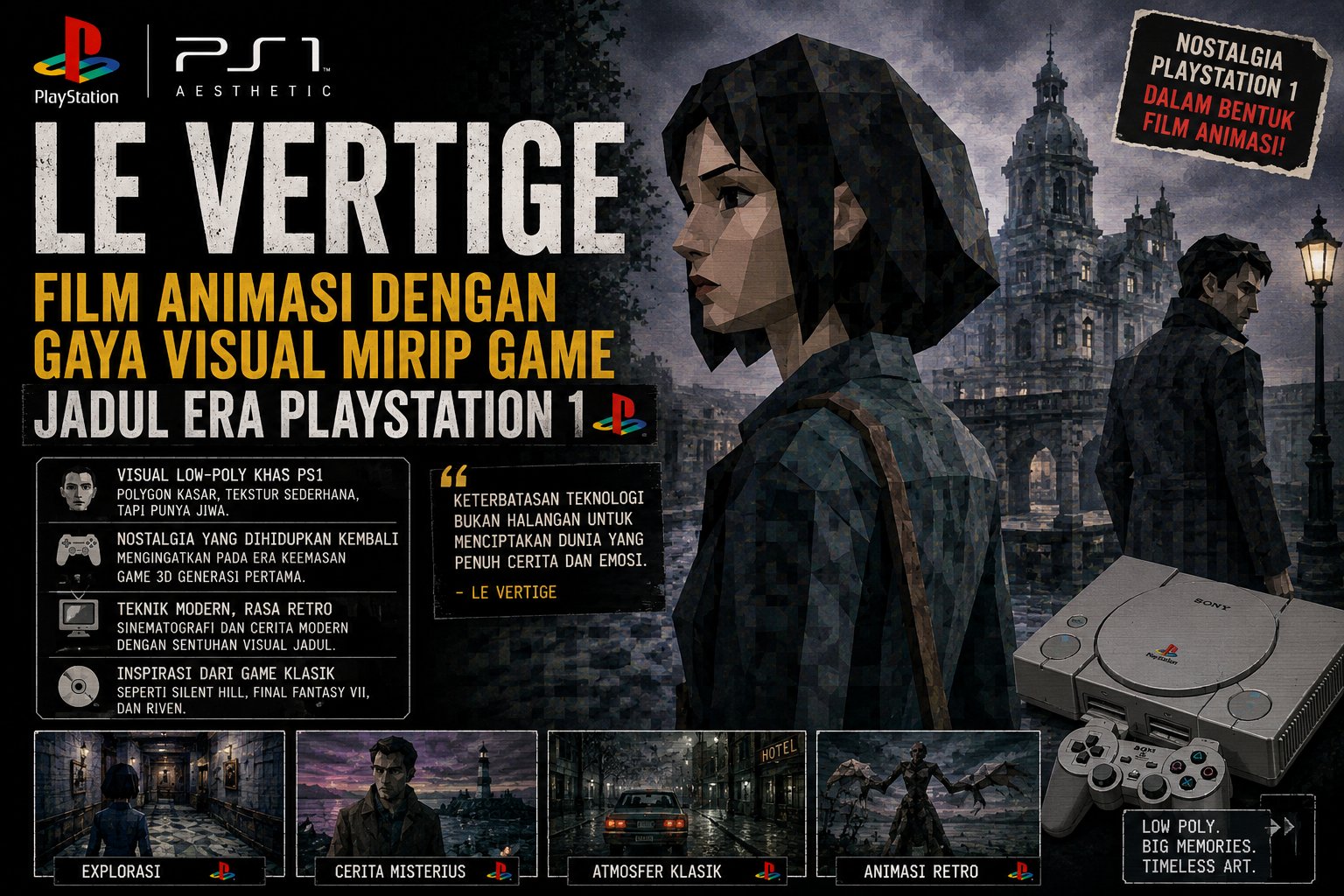 Le Vertige, Film Animasi Bergaya Visual PlayStation 1 yang Bikin Gamer Nostalgia