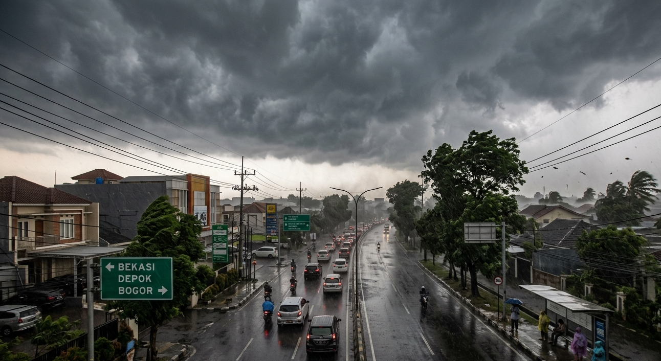 Waspada! BMKG Rilis Peringatan Dini Cuaca Ekstrem sore Ini di Bekasi, Depok, dan Bogor