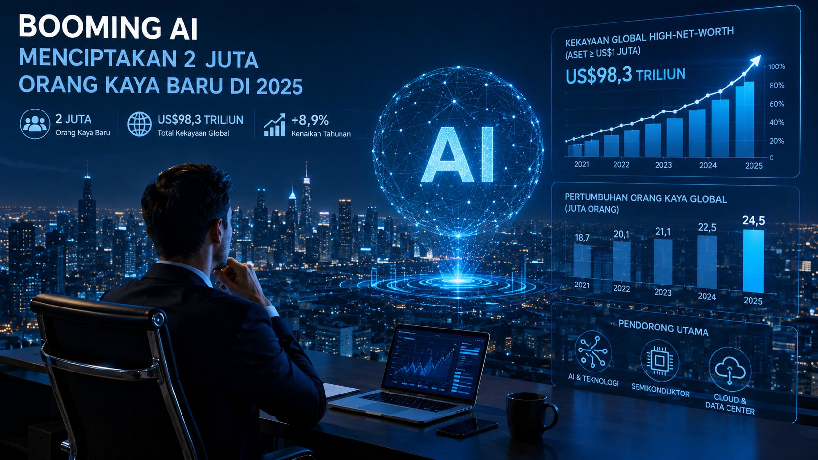Booming AI Ciptakan 2 Juta Orang Kaya Baru, Kekayaan Global Sentuh Rekor Tertinggi pada 2025