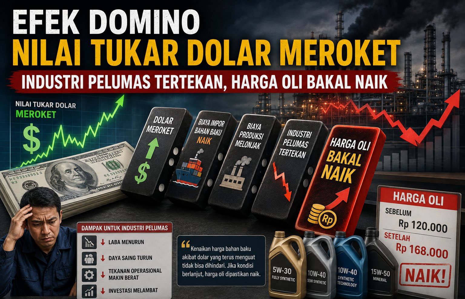 Efek Domino Nilai Tukar Dolar Meroket Industri Pelumas Tertekan, Harga Oli Bakal Naik