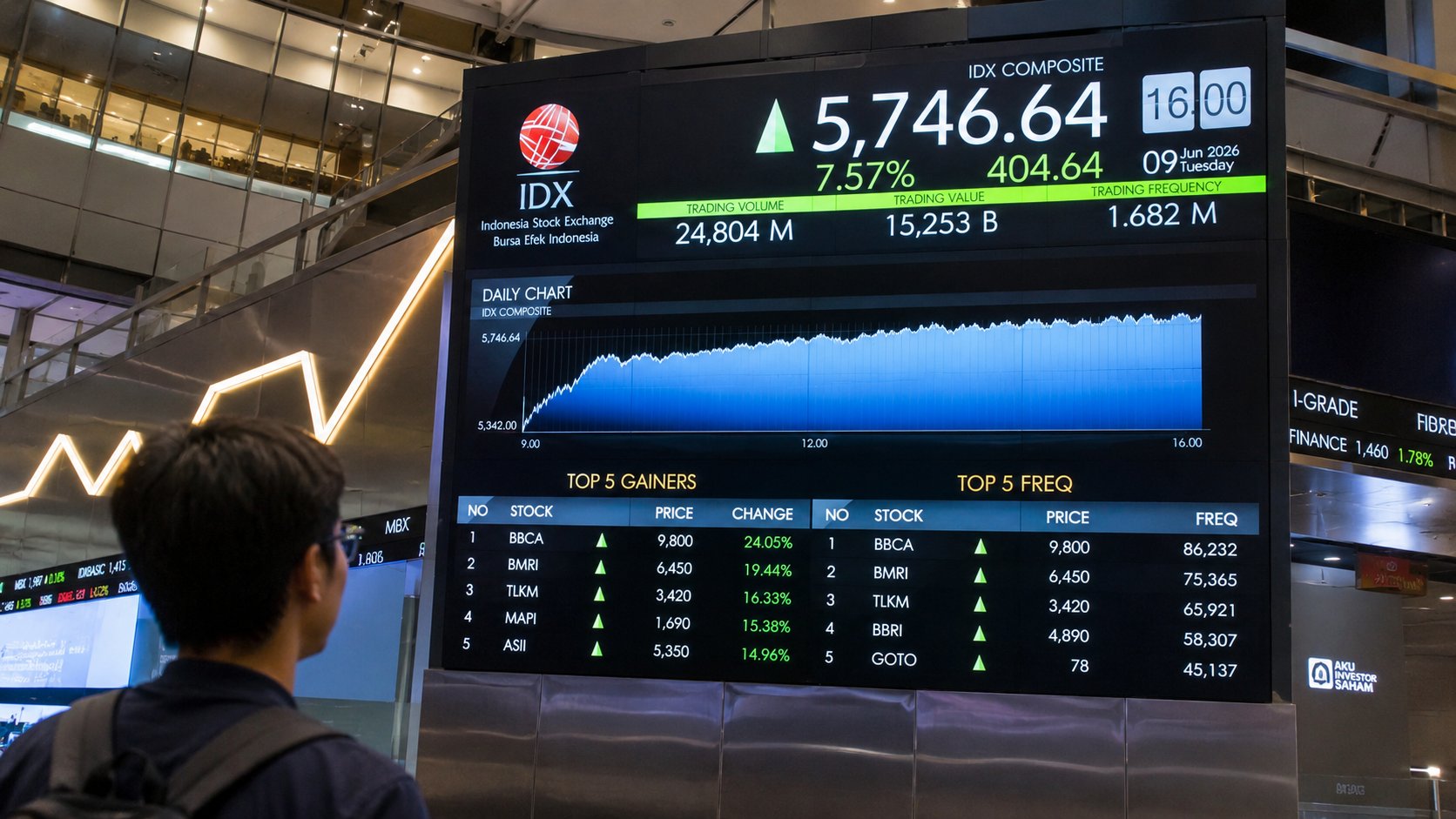 IHSG Ditutup Menguat 7,57 Persen, Investor Sambut Positif Kenaikan BI Rate