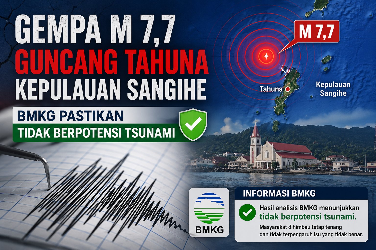 Gempa M 7,7 Guncang Tahuna Sangihe, BMKG Pastikan Tidak Berpotensi Tsunami