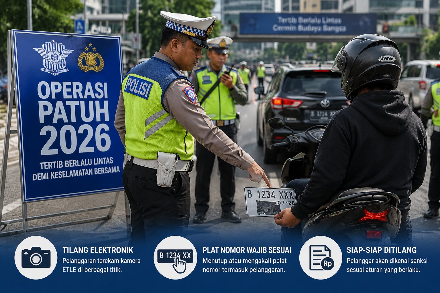 Korlantas Resmi Gelar Operasi Patuh 2026, Pengendara yang Tutup atau Akali Pelat Nomor Siap-Siap Ditilang
