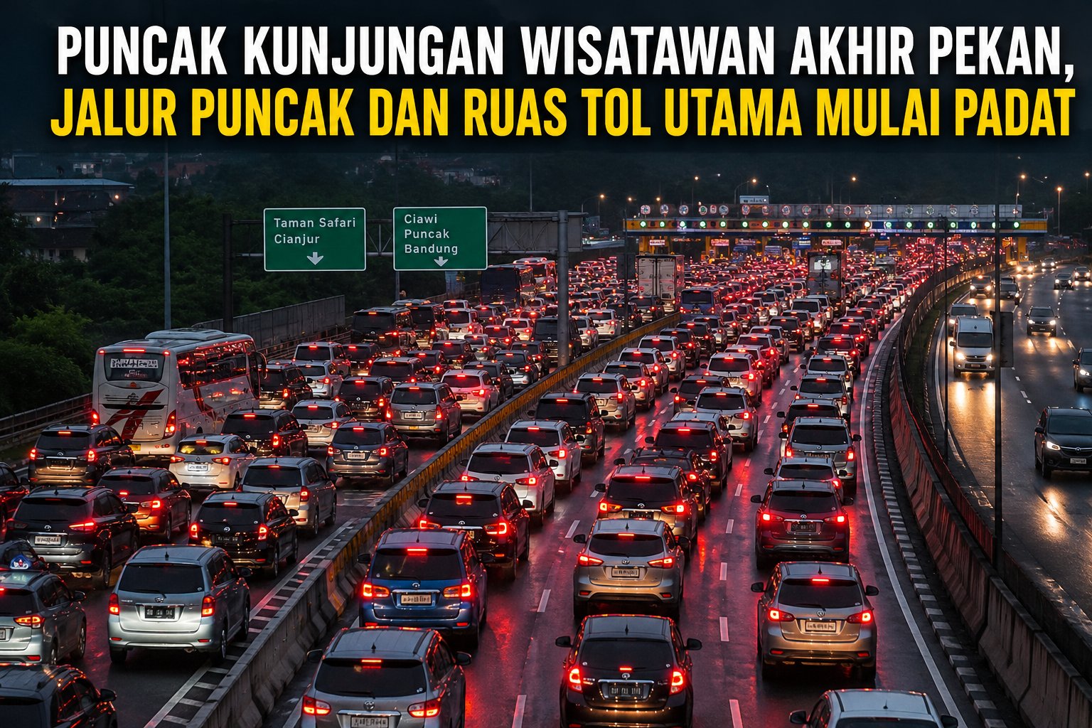 Puncak Kunjungan Wisatawan Akhir Pekan, Jalur Puncak dan Ruas Tol Utama Mulai Padat