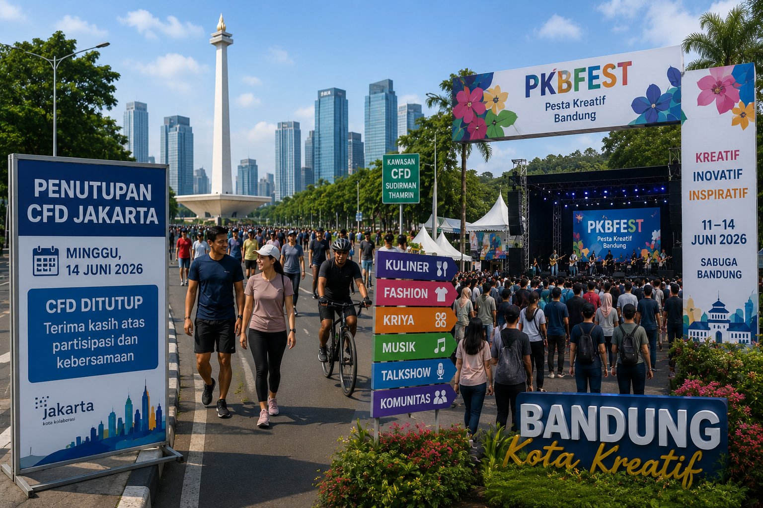 Penutupan CFD Jakarta dan Perhelatan Akbar PKBFest di Bandung Mewarnai Agenda Akhir Pekan 14 Juni 2026