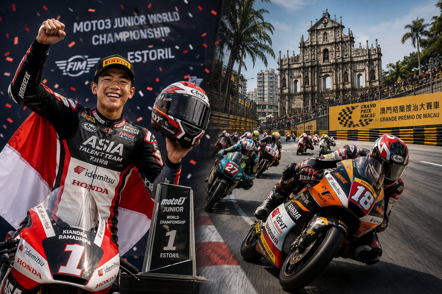 Kiandra Ramadhipa Juara Moto3 Junior World Championship di Estoril dan Enam Wakil Indonesia Bertarung di Macau Open 2026
