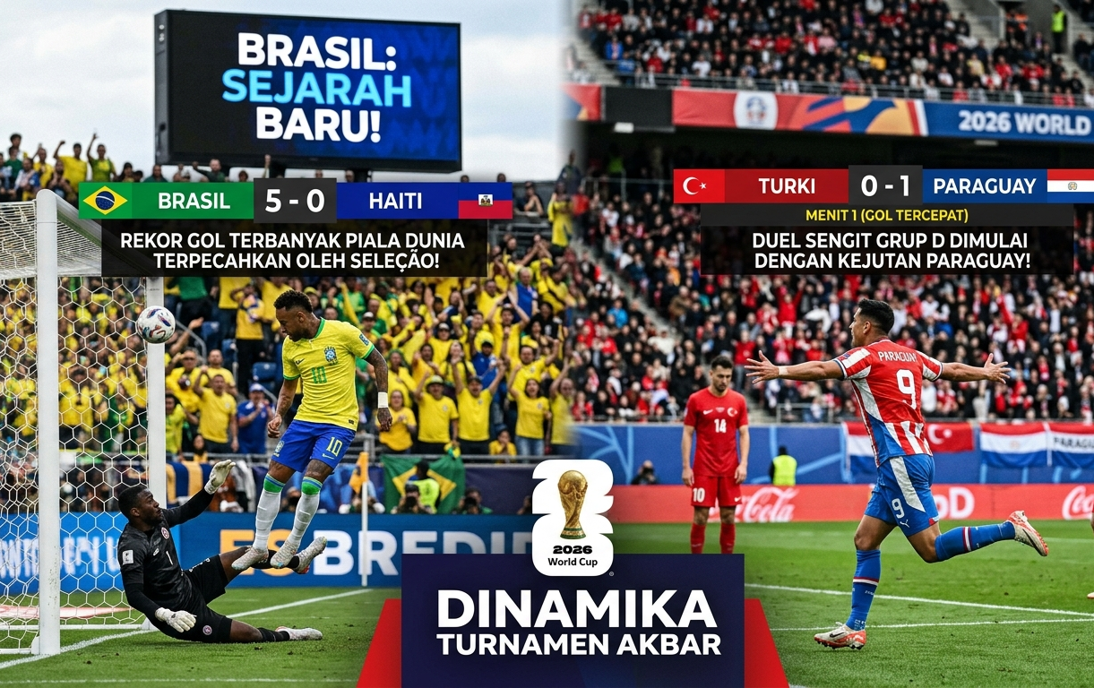Sejarah Baru di Piala Dunia 2026 Brasil Hancurkan Rekor Gol, Paraguay Cetak Gol Kilat dalam Duel Sengit Kontra Turki