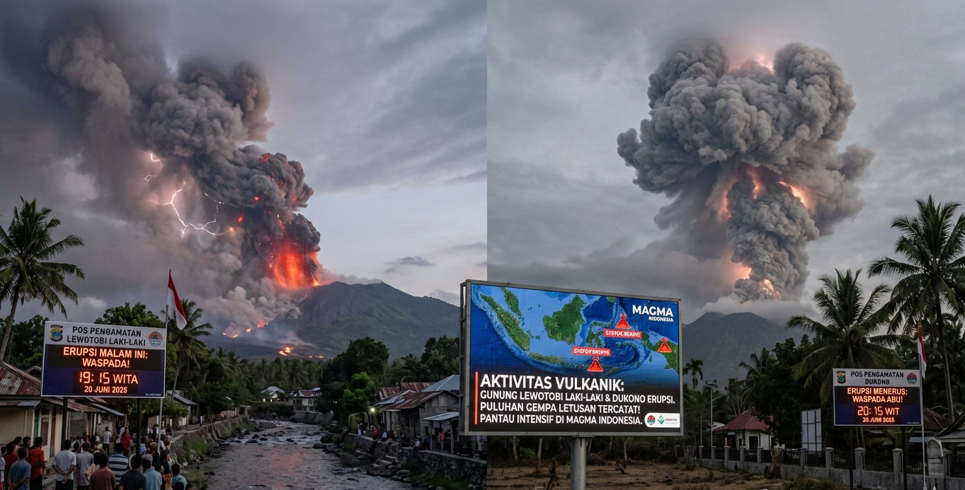 Ancaman Vulkanik Meningkat: Gunung Lewotobi Laki-Laki dan Gunung Dukono Kembali Erupsi Malam Ini
