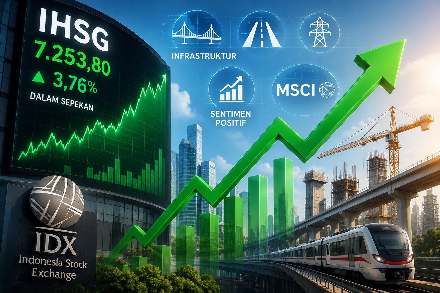 IHSG Berhasil Menguat 3,76 Persen dalam Sepekan Ditopang Sektor Infrastruktur dan Sentimen Positif Menjelang Pengumuman MSCI
