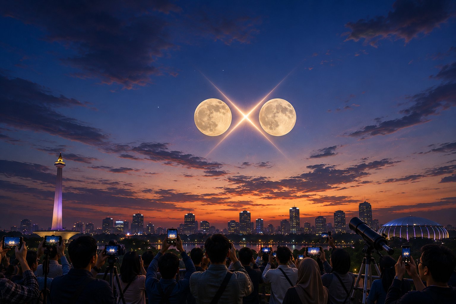 Fenomena Langka "Moon X" Menghiasi Langit Sore Ini, Masyarakat Indonesia Berkesempatan Menyaksikan Keajaiban Astronomi yang Hanya Berlangsung Dua Jam