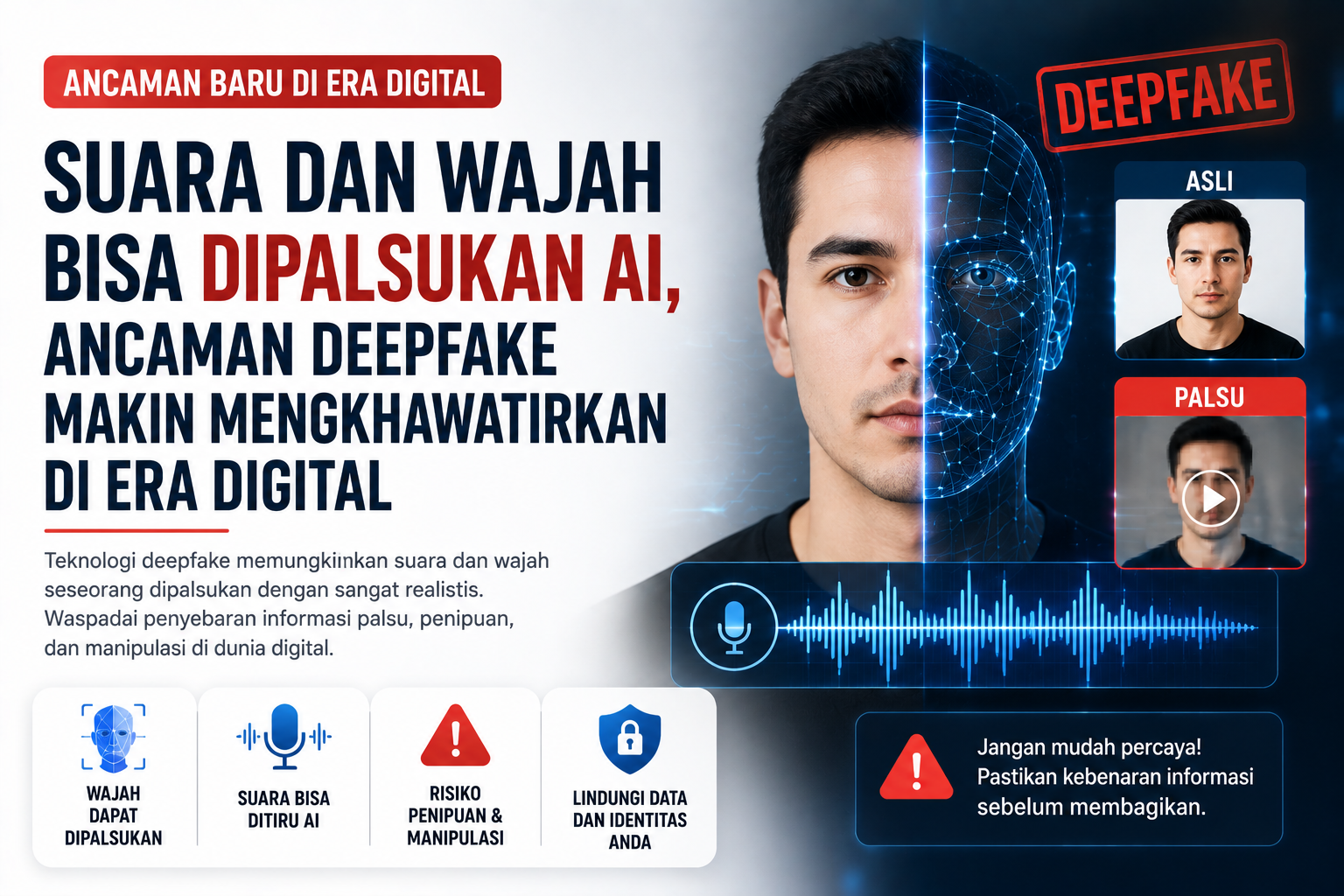 Suara dan Wajah Bisa Dipalsukan AI, Ancaman Deepfake Makin Mengkhawatirkan di Era Digital