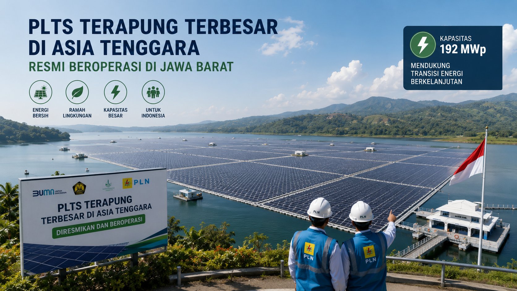 Transisi Energi, PLTS Terapung Terbesar di Asia Tenggara Resmi Beroperasi di Jawa Barat