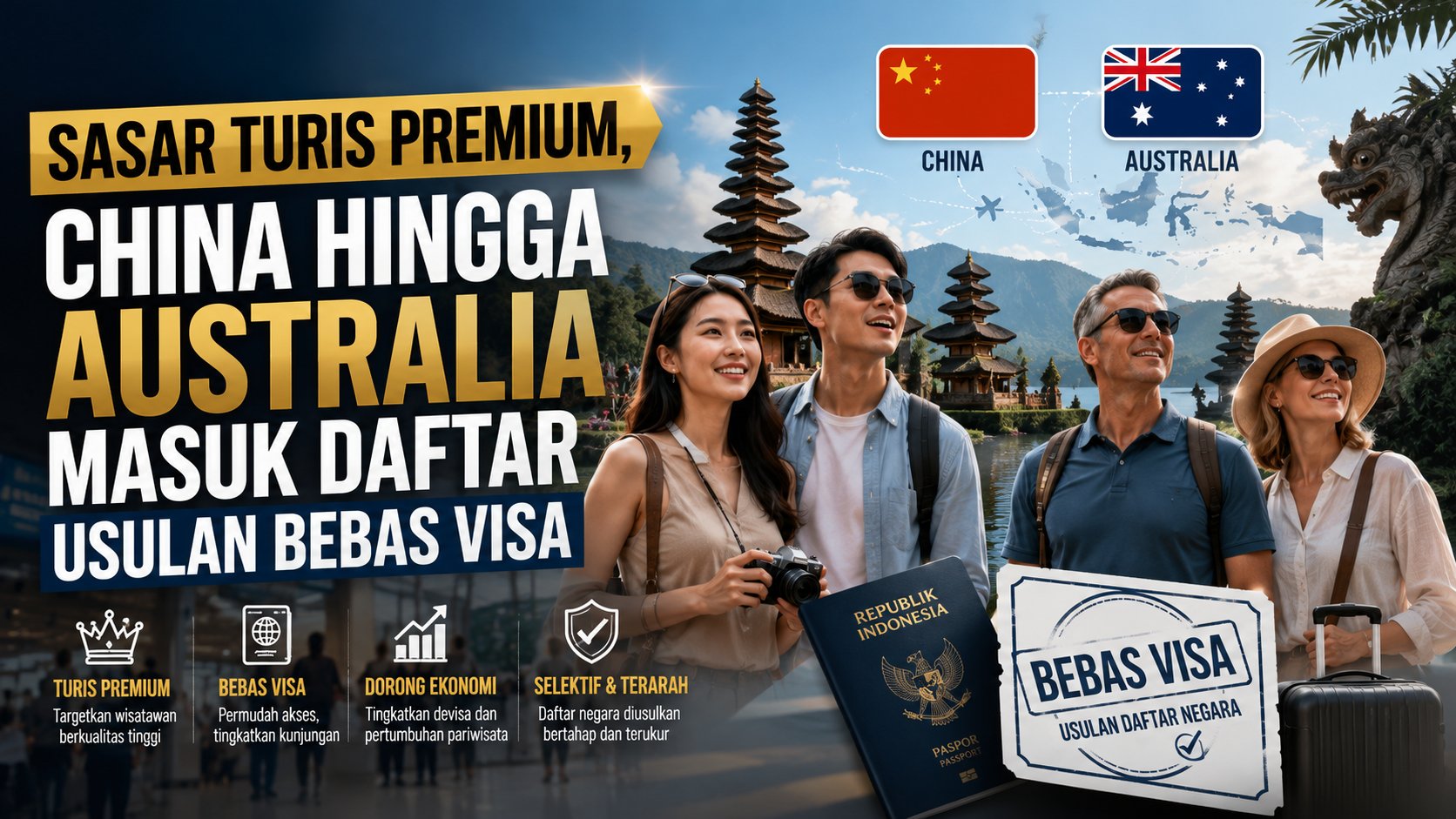 Sasar Turis Premium, China hingga Australia Masuk Daftar Usulan Bebas Visa