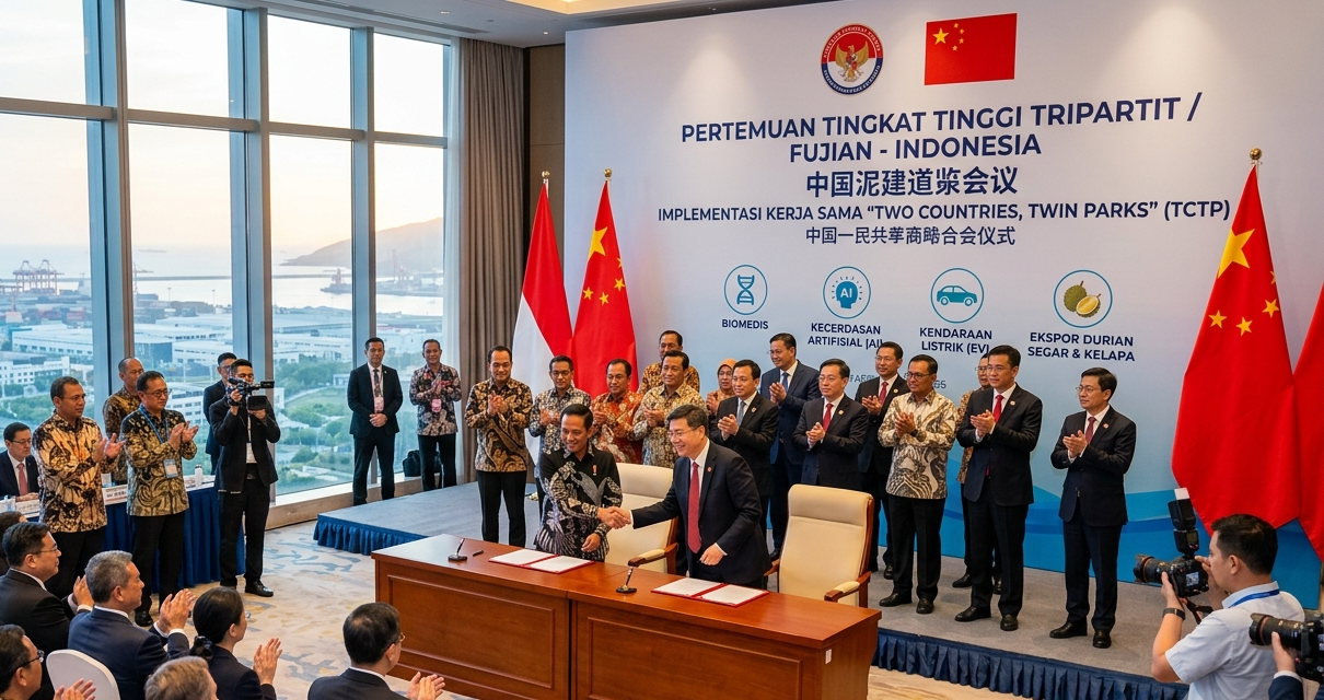 Perkuat Kerja Sama "Two Countries, Twin Parks", Indonesia-Tiongkok Sepakati Investasi AI hingga Ekspor Durian