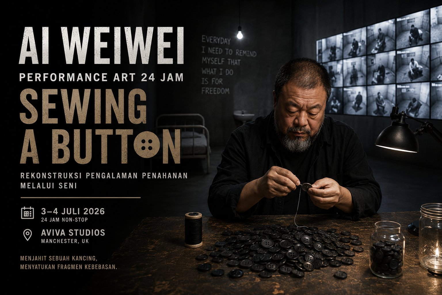 Ai Weiwei Rekonstruksi Pengalaman Penahanan Lewat Performance Art 24 Jam "Sewing a Button"