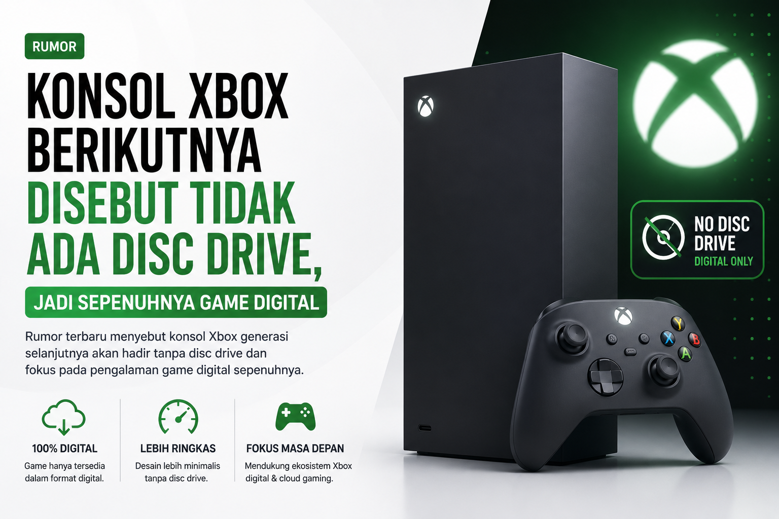 [Rumor] Konsol Xbox Berikutnya Disebut Tidak Ada Disc Drive, Jadi Sepenuhnya Game Digital