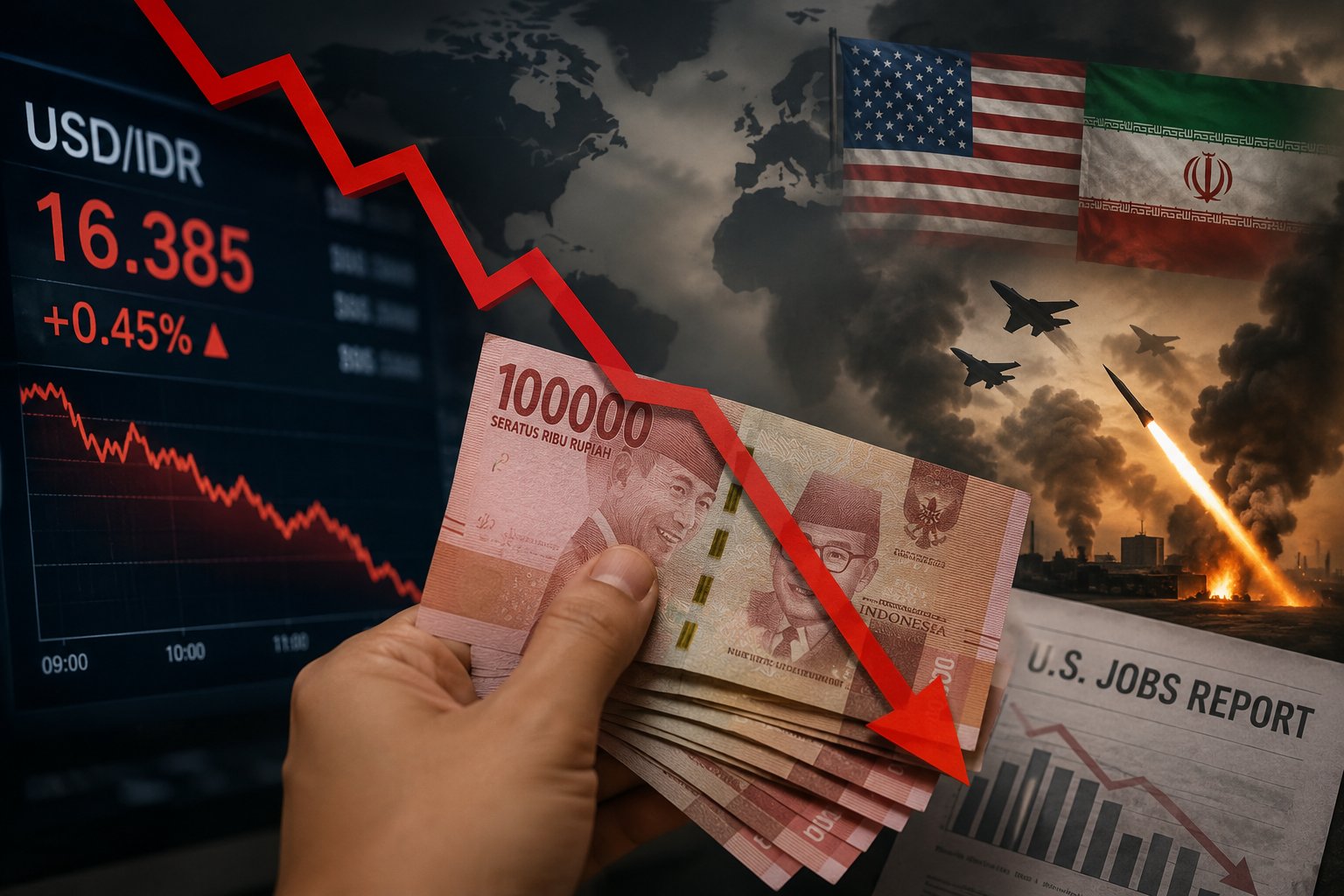 Rupiah Melemah di Awal Pekan, Dipicu Geopolitik AS-Iran dan Data Tenaga Kerja AS yang Buruk