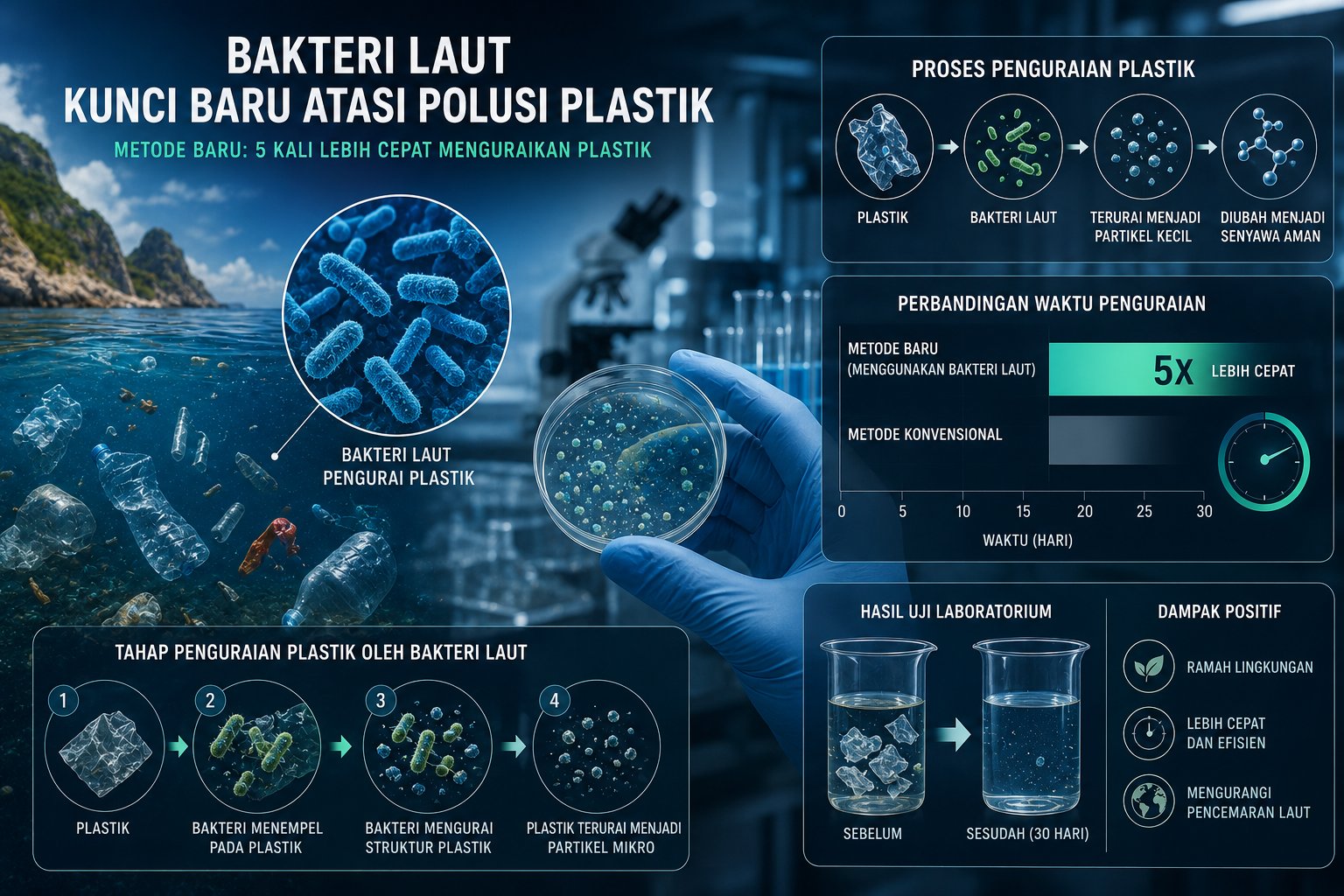 Gunakan Bakteri Laut, Peneliti Kembangkan Metode Baru Pengurai Plastik 5 Kali Lebih Cepat