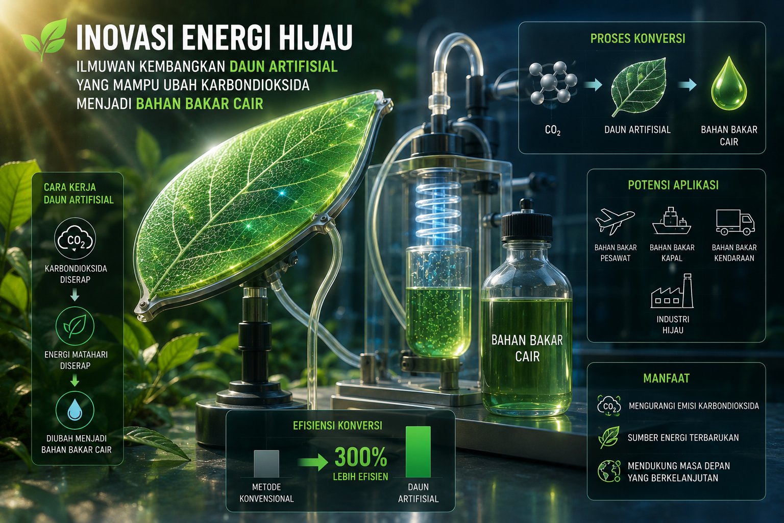 Inovasi Energi Hijau, Ilmuwan Kembangkan Daun Artifisial yang Mampu Ubah Karbondioksida Menjadi Bahan Bakar Cair